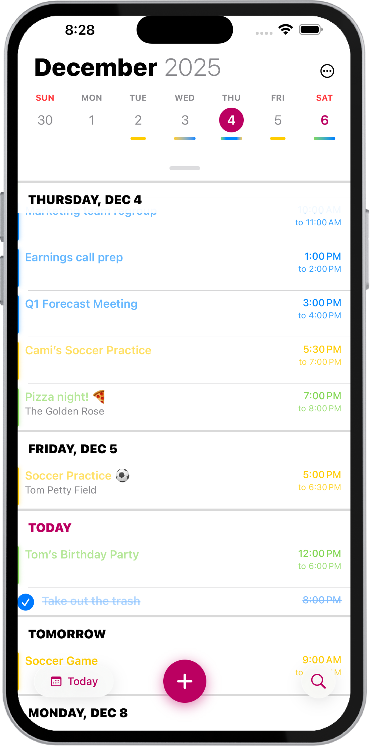 Eventual Calendar list view on iPhone
